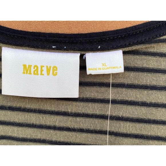 Maeve Cap Sleeve Women's Wrap Top Olive with Black Stripes NWT‎ Size XL - Picture 11 of 15